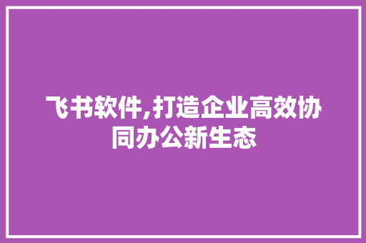 飞书软件,打造企业高效协同办公新生态