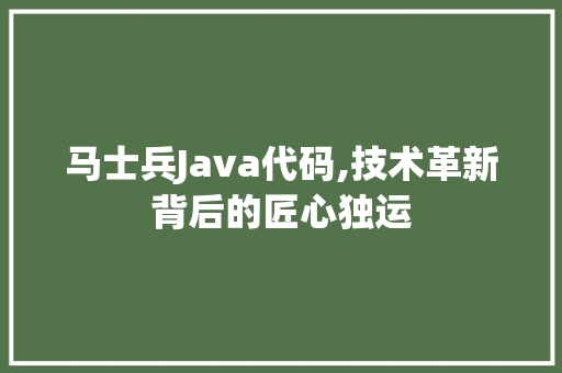 马士兵Java代码,技术革新背后的匠心独运