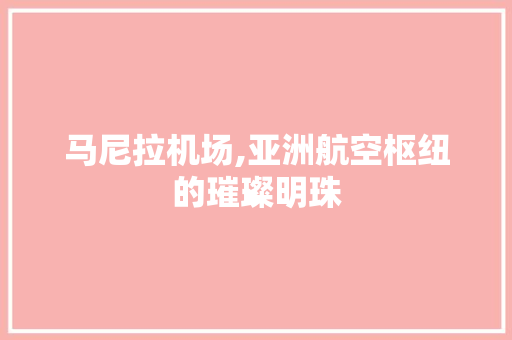 马尼拉机场,亚洲航空枢纽的璀璨明珠