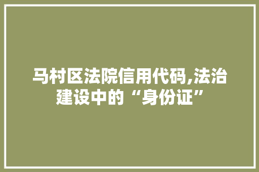 马村区法院信用代码,法治建设中的“身份证”