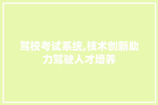 驾校考试系统,技术创新助力驾驶人才培养 CSS