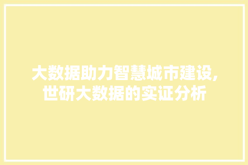 大数据助力智慧城市建设,世研大数据的实证分析