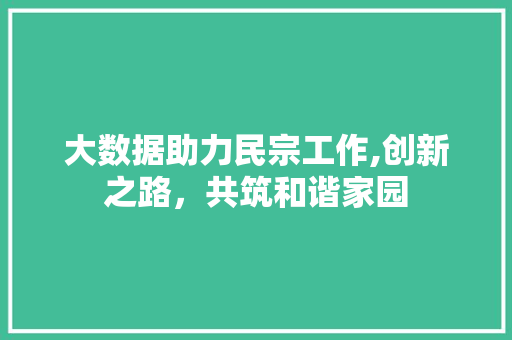 大数据助力民宗工作,创新之路，共筑和谐家园