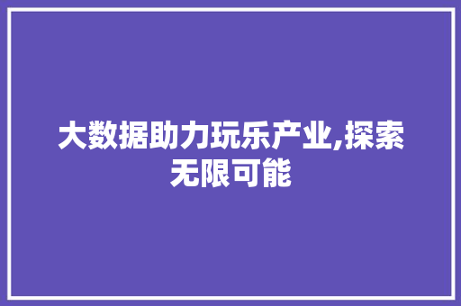 大数据助力玩乐产业,探索无限可能