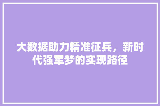 大数据助力精准征兵，新时代强军梦的实现路径 NoSQL