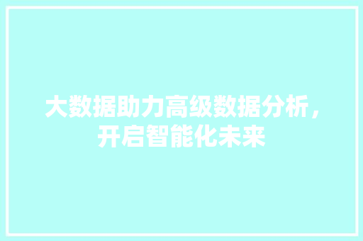 大数据助力高级数据分析，开启智能化未来