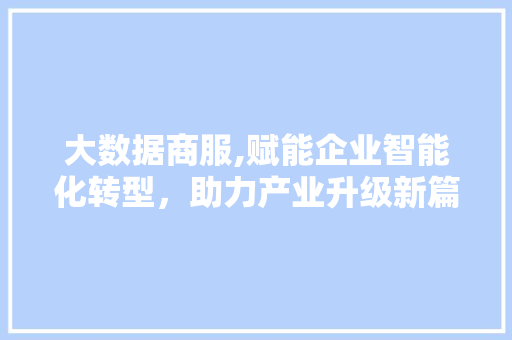 大数据商服,赋能企业智能化转型，助力产业升级新篇章