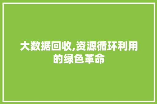 大数据回收,资源循环利用的绿色革命