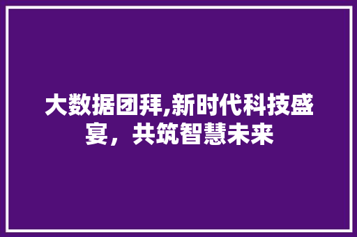 大数据团拜,新时代科技盛宴，共筑智慧未来 Python