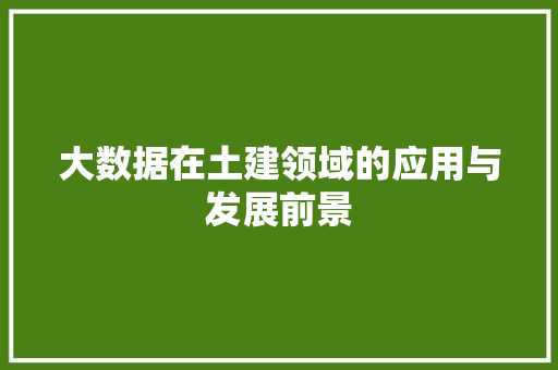 大数据在土建领域的应用与发展前景 CSS