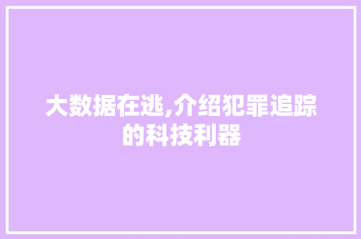 大数据在逃,介绍犯罪追踪的科技利器