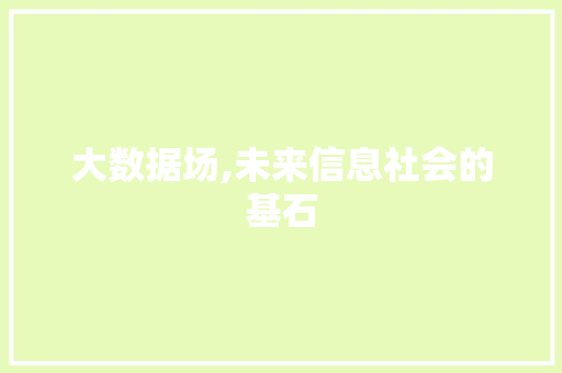 大数据场,未来信息社会的基石 Python