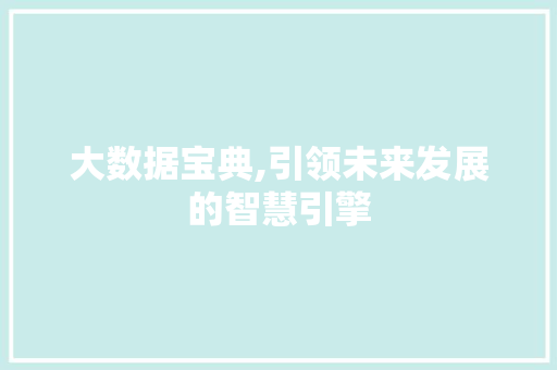 大数据宝典,引领未来发展的智慧引擎