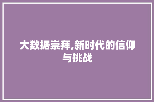 大数据崇拜,新时代的信仰与挑战