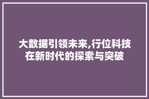 大数据引领未来,行位科技在新时代的探索与突破