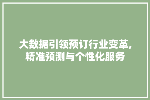 大数据引领预订行业变革,精准预测与个性化服务