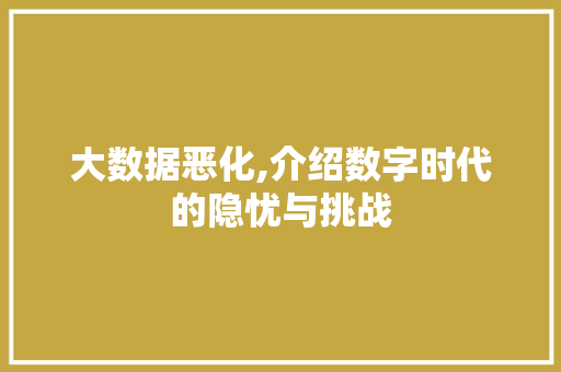 大数据恶化,介绍数字时代的隐忧与挑战