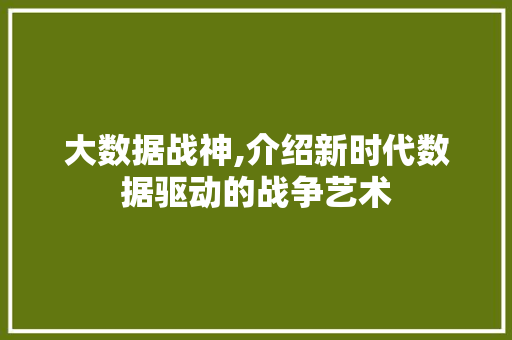 大数据战神,介绍新时代数据驱动的战争艺术