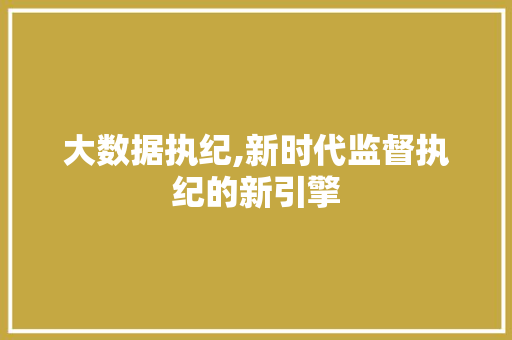 大数据执纪,新时代监督执纪的新引擎