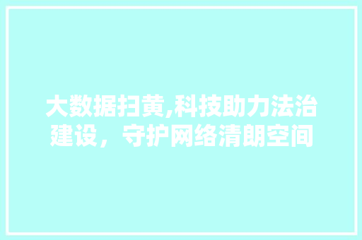 大数据扫黄,科技助力法治建设，守护网络清朗空间