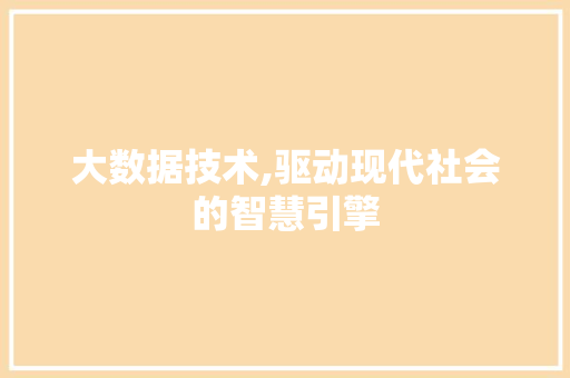 大数据技术,驱动现代社会的智慧引擎