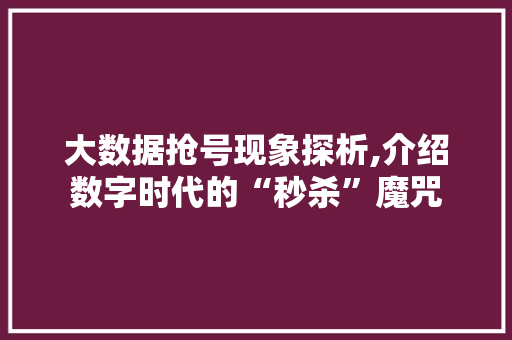 大数据抢号现象探析,介绍数字时代的“秒杀”魔咒