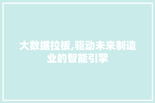 大数据拉板,驱动未来制造业的智能引擎