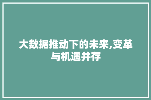 大数据推动下的未来,变革与机遇并存