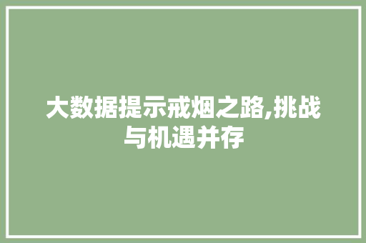 大数据提示戒烟之路,挑战与机遇并存