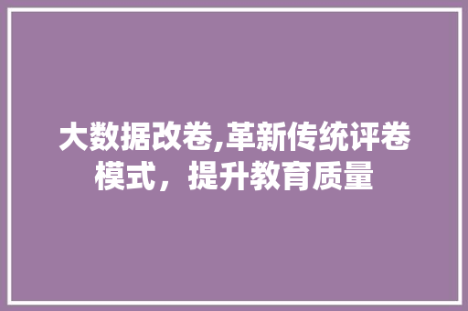 大数据改卷,革新传统评卷模式，提升教育质量