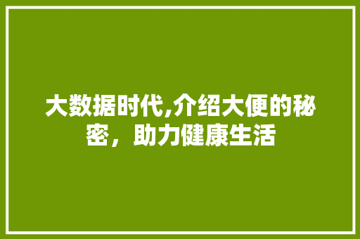 大数据时代,介绍大便的秘密，助力健康生活