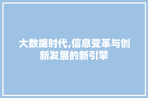 大数据时代,信息变革与创新发展的新引擎