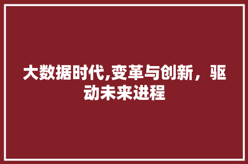 大数据时代,变革与创新，驱动未来进程