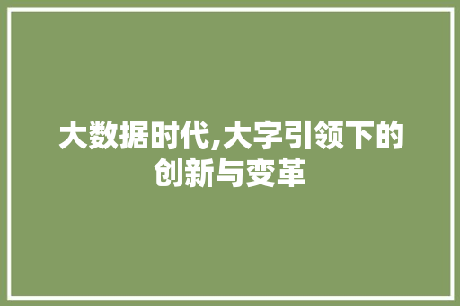 大数据时代,大字引领下的创新与变革