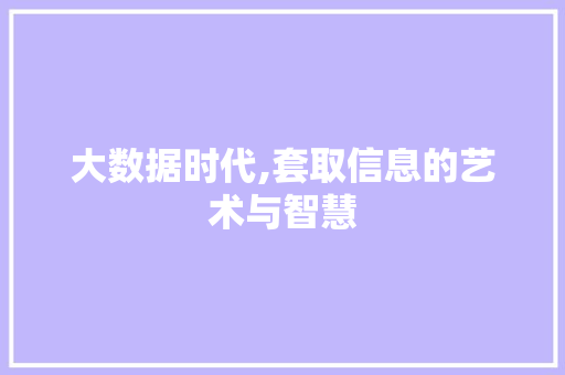 大数据时代,套取信息的艺术与智慧 Angular