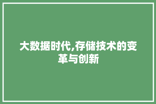 大数据时代,存储技术的变革与创新