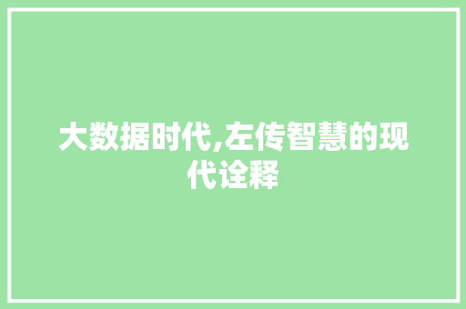 大数据时代,左传智慧的现代诠释