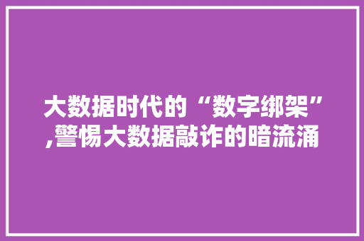 大数据时代的“数字绑架”,警惕大数据敲诈的暗流涌动