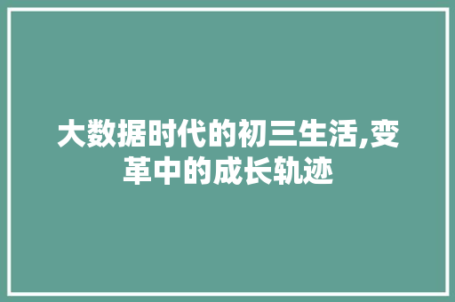 大数据时代的初三生活,变革中的成长轨迹 NoSQL