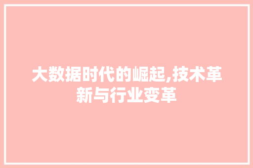 大数据时代的崛起,技术革新与行业变革