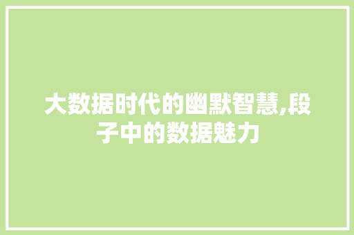 大数据时代的幽默智慧,段子中的数据魅力 SQL