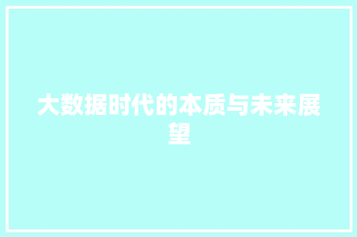 大数据时代的本质与未来展望