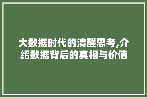 大数据时代的清醒思考,介绍数据背后的真相与价值