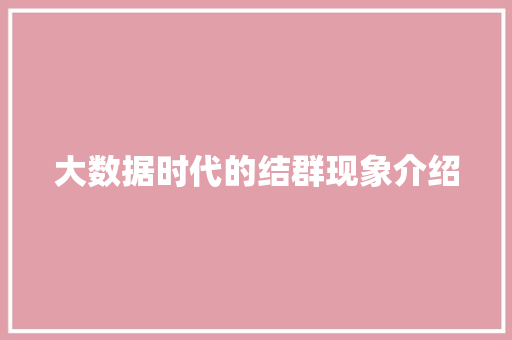 大数据时代的结群现象介绍