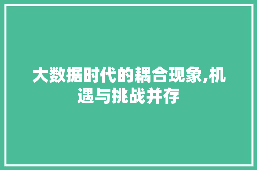 大数据时代的耦合现象,机遇与挑战并存 React