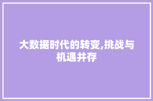 大数据时代的转变,挑战与机遇并存 Python