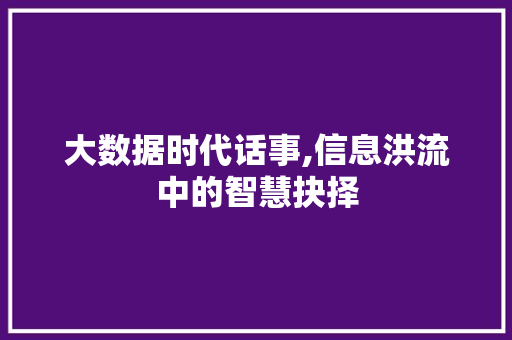 大数据时代话事,信息洪流中的智慧抉择