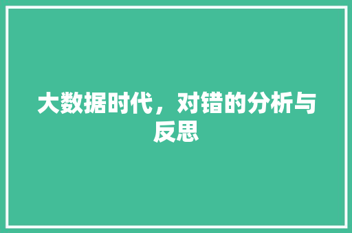 大数据时代，对错的分析与反思