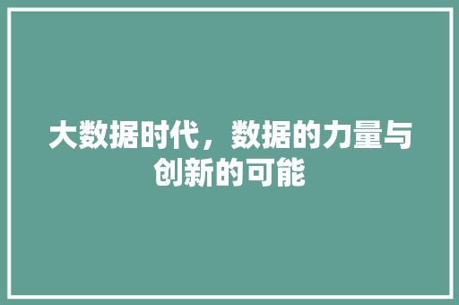 大数据时代，数据的力量与创新的可能 AJAX