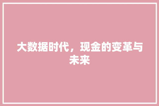 大数据时代，现金的变革与未来